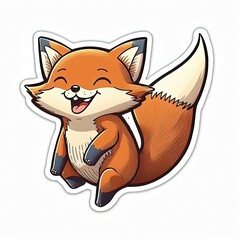 Obraz premium smiling fox face sticker perfect for your pet lovers with generative ai technology