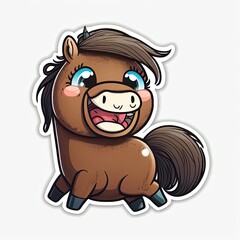 Obraz premium joyful cartoon foal sticker for kids school project generative ai