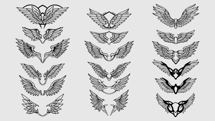 wings set illustration tattoo © Artilution