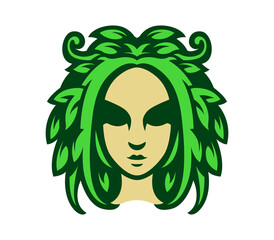 Nature Woman Logo Design Template