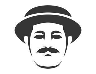 Man Face Wearing Round Hat Logo Template