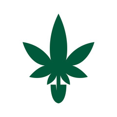 Farm Iconic Cannabis Leaf Shovel Symbol Logo Template