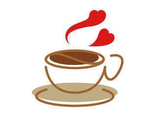 Love Smoke Coffee Cup Logo Design Template