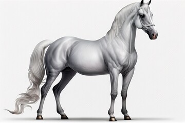 Isolated grey akhal teke horse. Generative AI