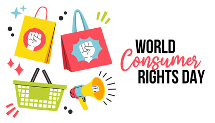 World Consumer Rights Day. March 15. Holiday concept. Template for background, banner, card, poster with text - obrazy, fototapety, plakaty