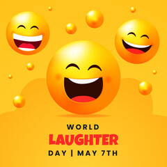 World laughter Day May 7th with laugh emoticons illustration