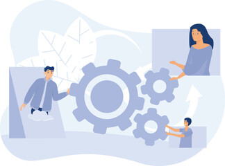 Startup development concept, Leadership and business plan, collaboration, flat vector modern illustration