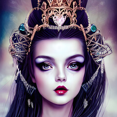 portrait of a Princess with a crown in romanticism style