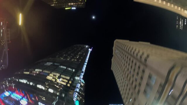 Looking Up At Buildings In Downtown Los Angeles - Time Lapse