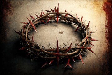 Fototapeta premium Crown of thorns on a grunge background. Generative AI