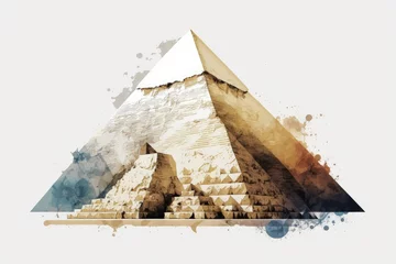 Foto op Canvas The western face of the Great Pyramid of Giza, also known as the Pyramid of Khufu or the Pyramid of Cheop, the oldest and greatest of the three pyramids at Giza. Generative AI © AkuAku