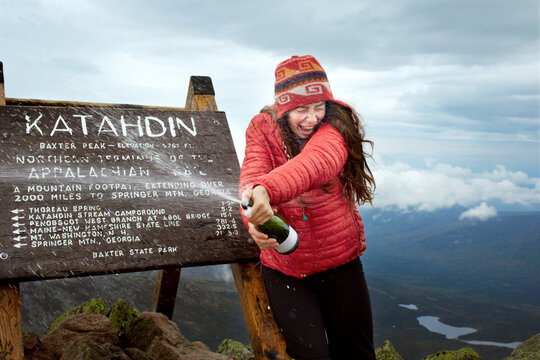 Hiker celebrate completion of the entire Appalachian Trail