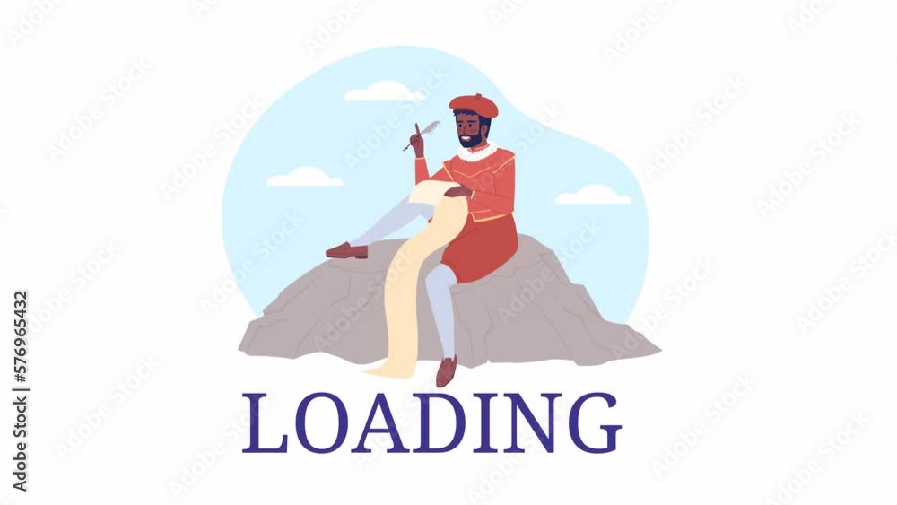 Poster animated renaissance writer loader. flash message 4k video footage. color isolated loading wait-anim