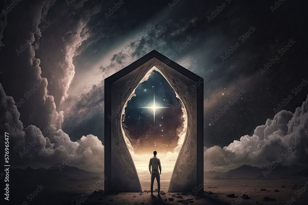 Poster a portal in the sky, a gateway to another world. generative ai