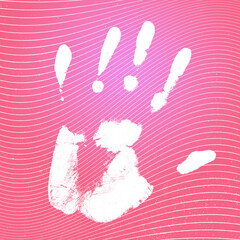 Hand print on wavy background