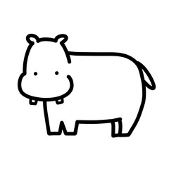 カバの手書きイラスト　モノクロ