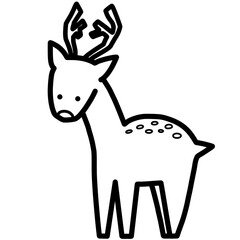 鹿の手書きイラスト　モノクロ