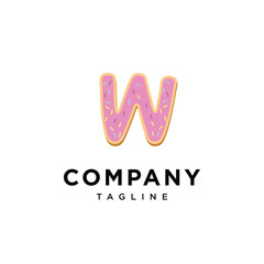 Letter W Donut cake icon logo template