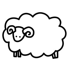 羊の手書きイラスト　モノクロ