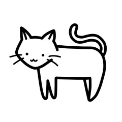 猫の手書きイラスト　モノクロ