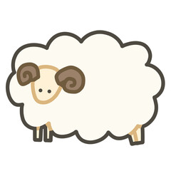 羊の手書きイラスト　カラー