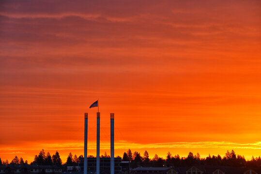Sunrise over the Old Mill District, Bend, Oregon,USA