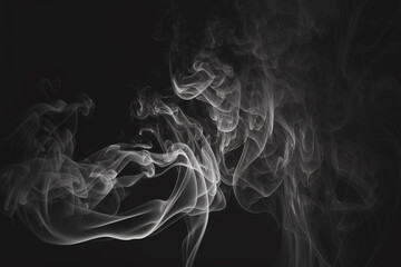 Generative ai smoke from candle on dark background, abstract clouds of smoke, steam, smoke texture