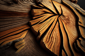 Generative ai Log in section, large macro image, wood and fiber structure