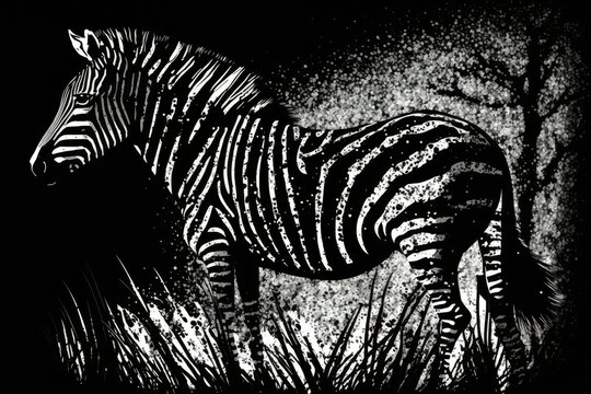 animal print in black and white resembling a zebra. Generative AI