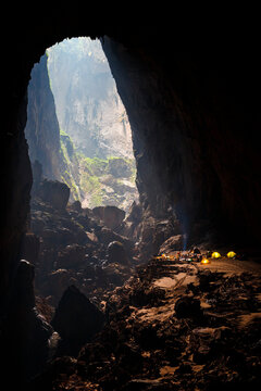 Campsite near the first doline, or skylight, in Hang Son Doong.