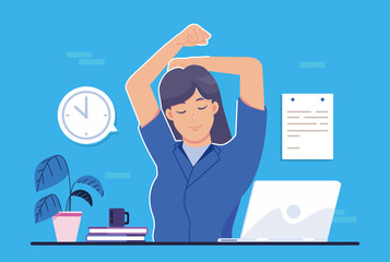 Tired woman after a long day's work vector illustration