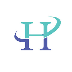 H alphabet initial swoosh logo