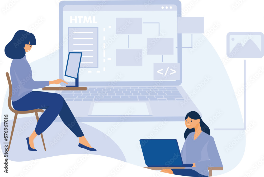 Poster software and frontend development concept, html5 website development, wearable mobile app, accelerat