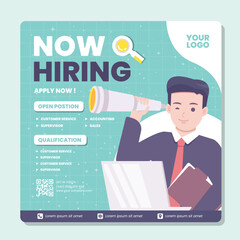 Job seeker hiring poster template illustration