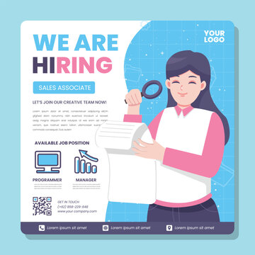 Job seeker hiring poster template illustration