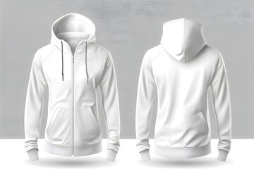 White jacket on a white, generative ai. Blank White hoodie isolated on white background. Mockup ready template