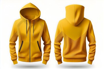 Blank yellow jacket isolated on white background, generative ai