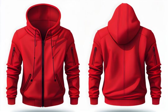 Blank red hoodie isolated on white background, generative ai