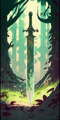 Magical fantasy swords of the plants elements, Generative AI