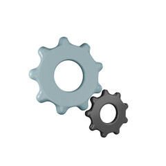 3d illustration of gear setting icon on 3d rendering. social media icon concept