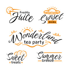 set of the hand drawn letterings for differernt designs