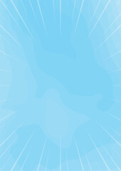 かわいい集中線　水彩風　水色　青　縦