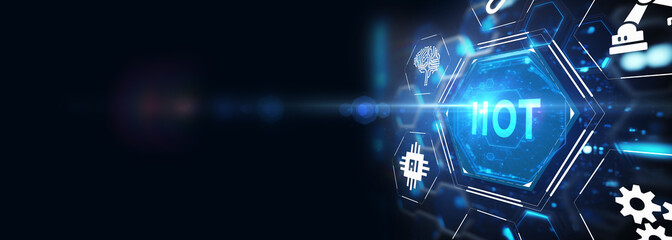 Obraz premium IIOT Industrial internet of things smart industry 4.0 technology concept. 3d illustration