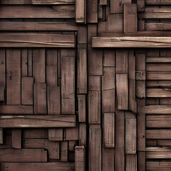 Hardwood Floor with a Dark, Textured Parquet Design.