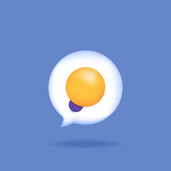 symbol or 3d icon of chat bubble and lamp. solutions, advice, ideas. consulting services, Tips and Instructions Information. 3d and realistic concept design. vector elements