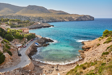 Picturesque rocky cove in Mallorca. Turquoise waters. Carbo, Spain