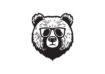 Vector of bear wear sunglasses on white background. Bear fashion. vector illustration.