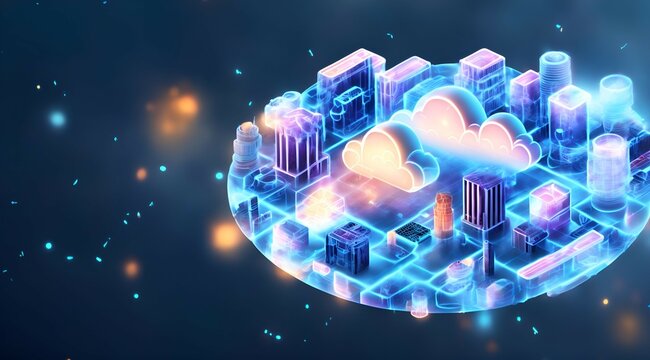 Cloud computing storage concept blue sky and clouds, Generative AI