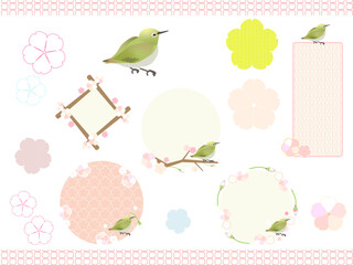 桜とメジロのフレームセット