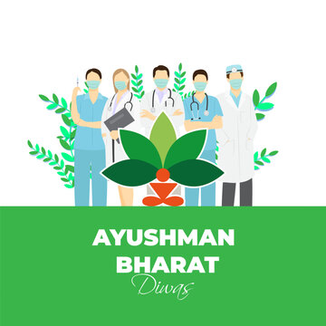 Vector illustration for Ayushman Bharat Diwas means blessed India day